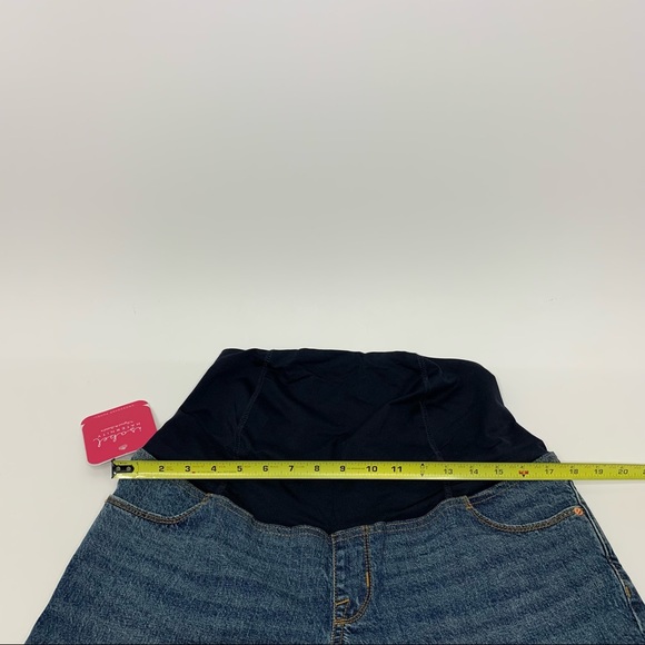 Isabel Maternity Cross Over Panel Jean Midi Shorts Med Blue New Nwt Size 8 - Picture 12 of 16